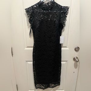 ENFOCUS STUDIO Black Floral Lace Sheath Mini‎ Dress